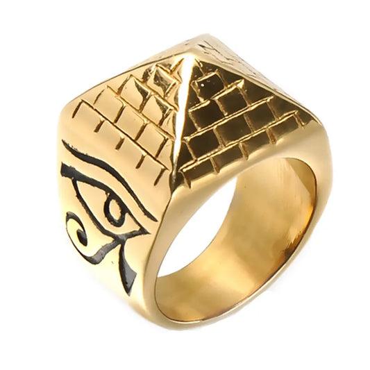 Egyptian Pyramid Pharaoh's Eye Stainless Steel Ancient Ring