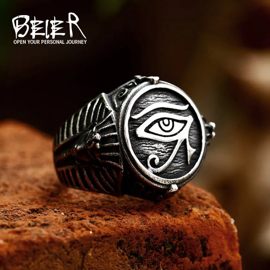 Stainless Steel Eye of Horus Ring