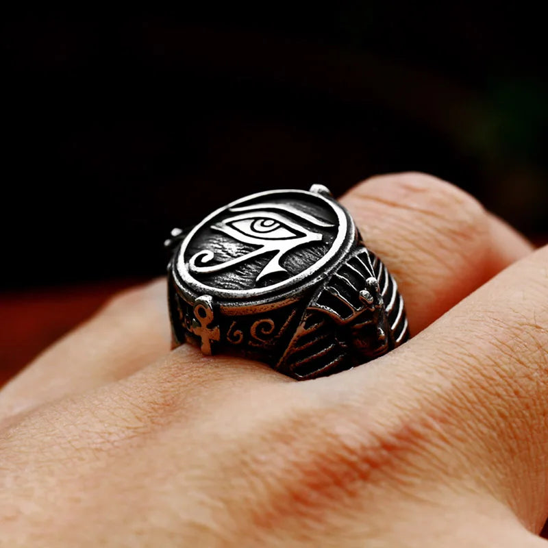 Stainless Steel Eye of Horus Ring