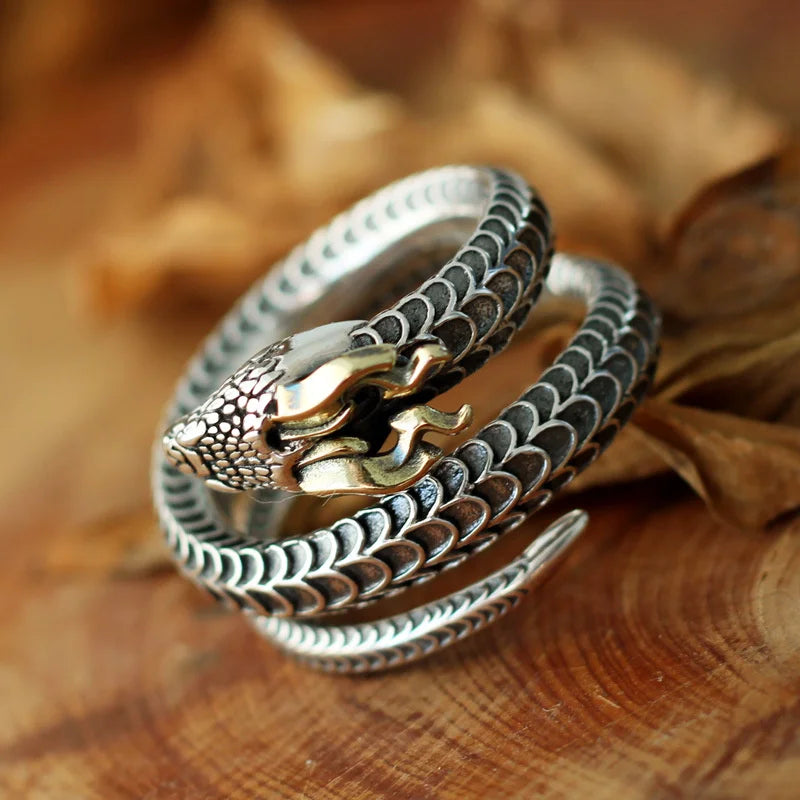 Trend Carving Snake Horns Dragon Ring